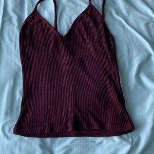 Brandy Melville ribbed maroon tank top